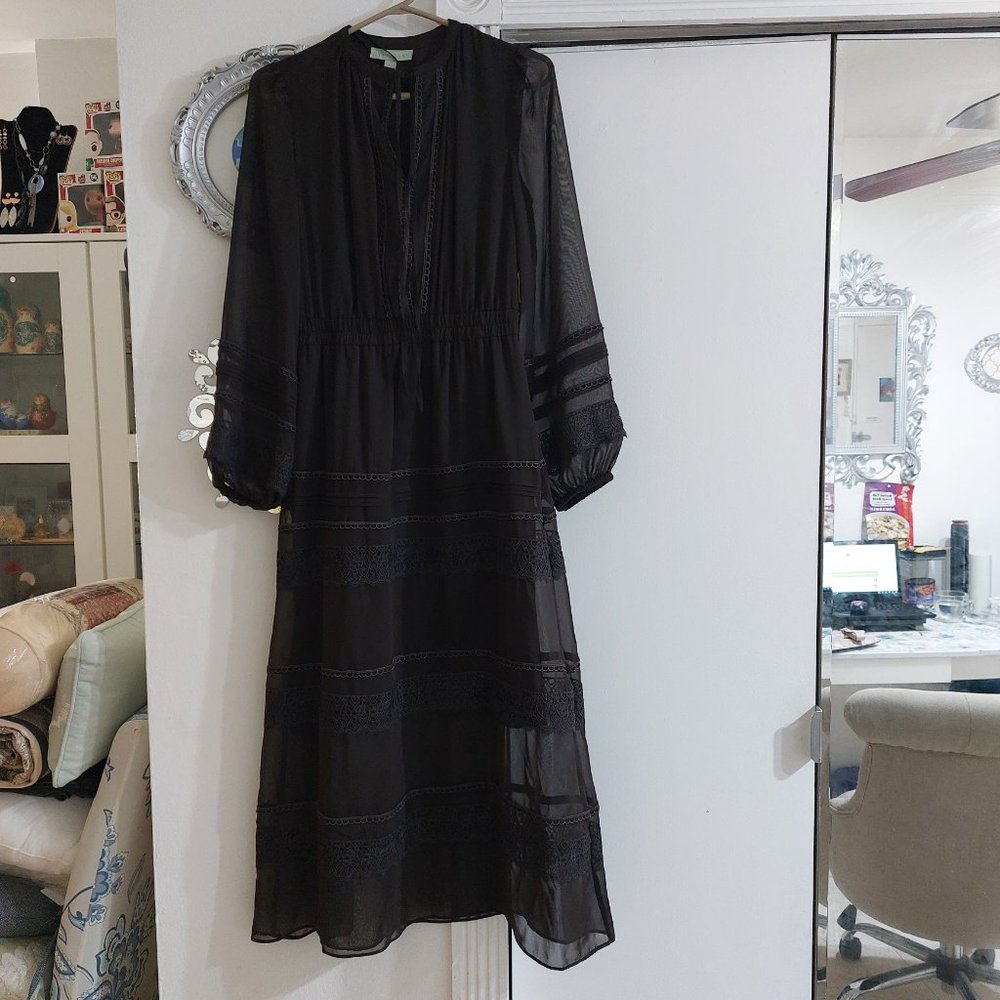 Ryegrass Color Chocolate Torte Long Sleeve Dress Dark Brown Size X Small